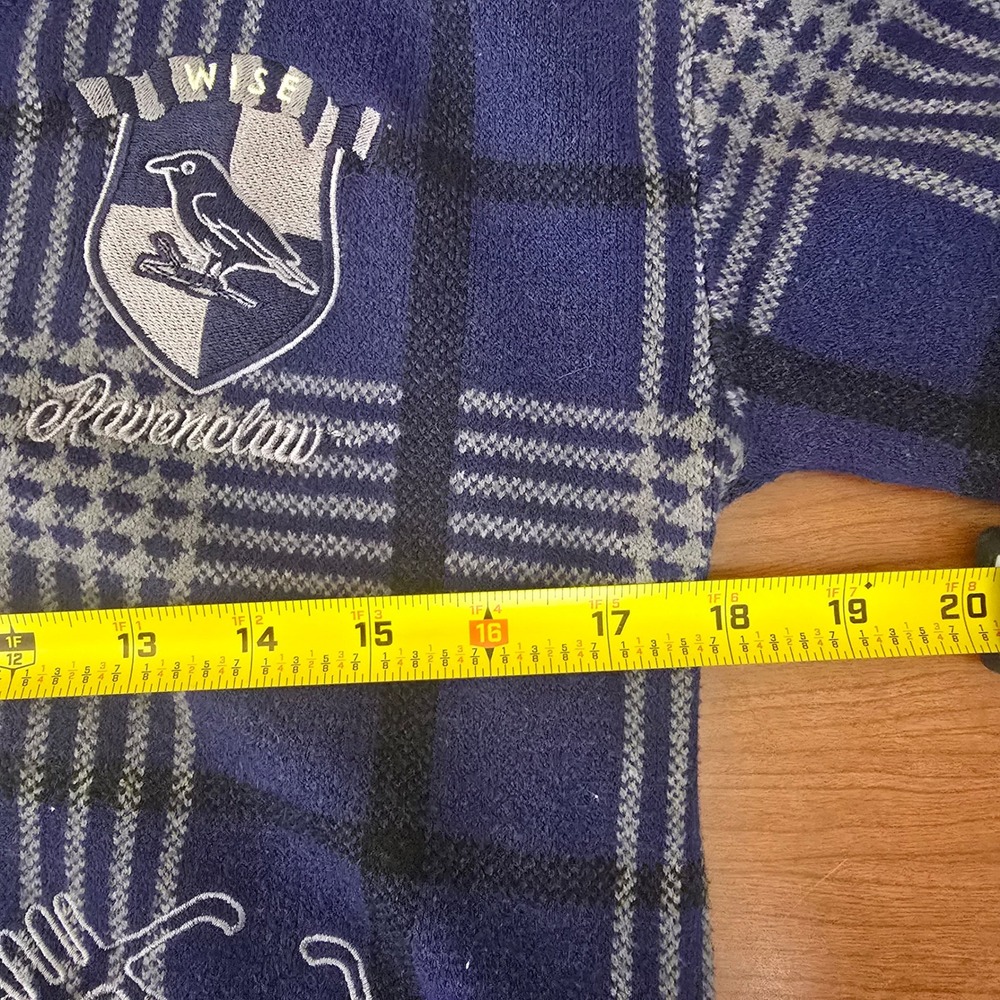 Harry Potter Ravenclaw Cardigan Sweater Blue Plaid Embroidered V-Neck Small - Picture 6 of 8